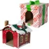 Frisco Holiday Gift Box Cardboard Cat House & Frisco Holiday Santa's Workshop Cardboard Cat House